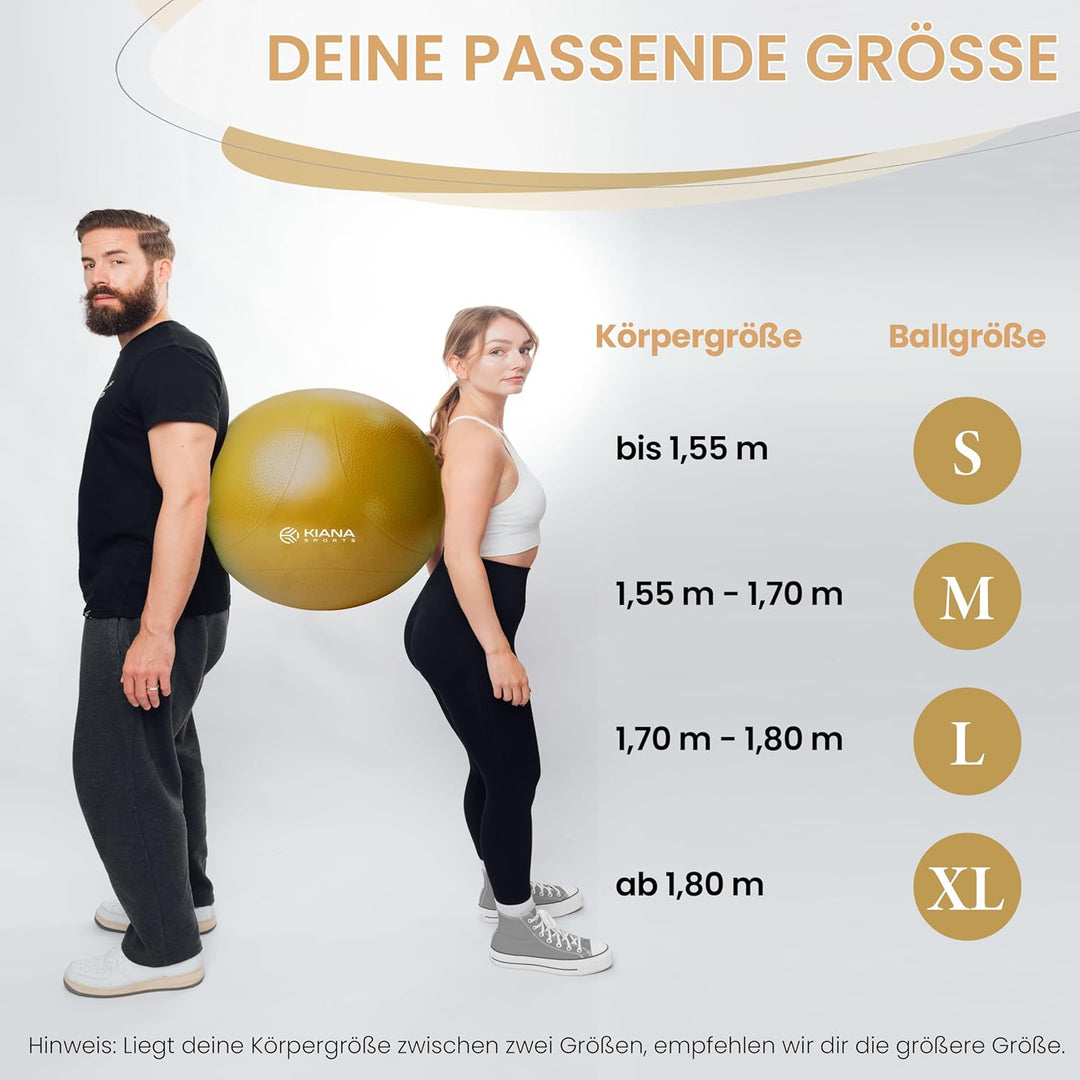 Gymnastikball &amp; Sitzball - 4 Grössen - Deutsche Entwicklung - Rutschfester Yoga Ball mit Noppen - Ex