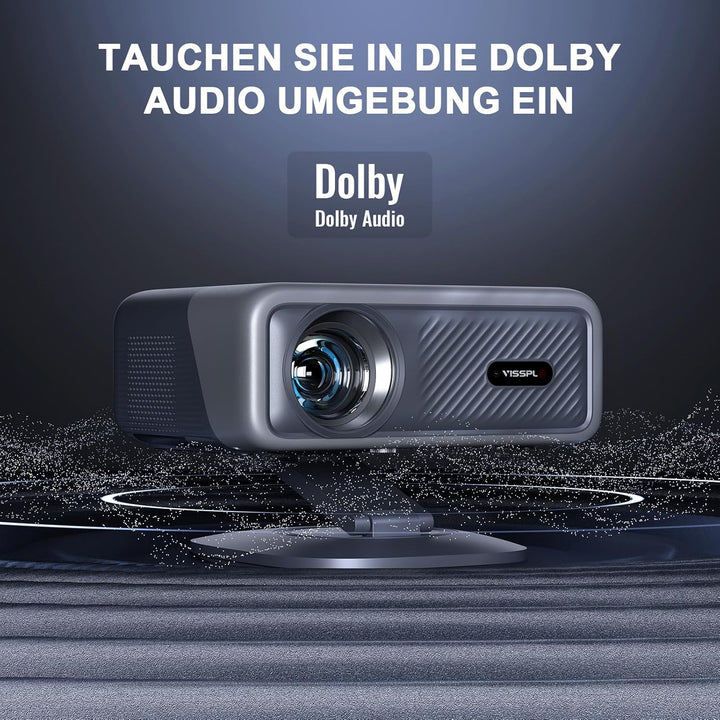Smart Beamer 4K【Netflix-Fähig &amp; Dolby Audio】 VISSPL 3500 ANSI Video Projektor,Autofokus&amp;Trapezkorrek