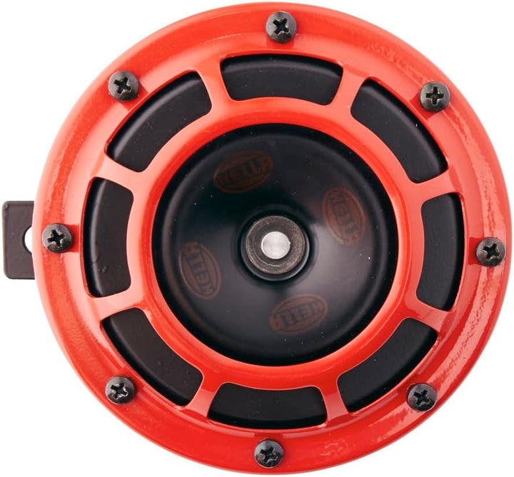 HELLA 3AG 003 399-801 Horn - B133-12V - Frequenzbereich: 300/500Hz - Starkton rot/schwarz - Flachste