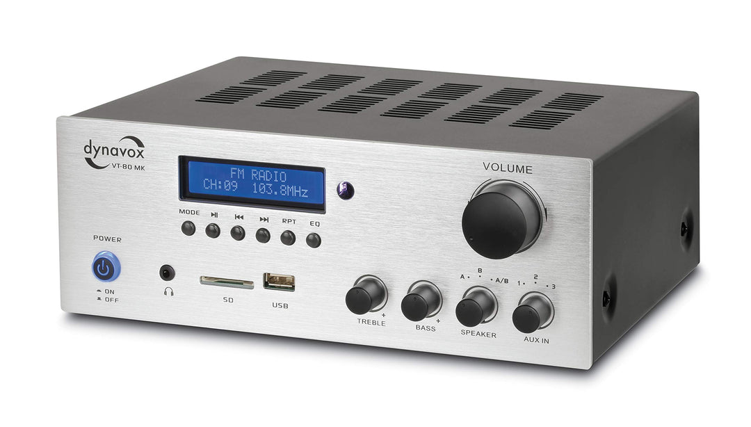 Dynavox Stereo Kompakt-Verstärker VT-80 MK, 4 schraubbare Lautsprecher-Anschlüsse, Fernbedienung für