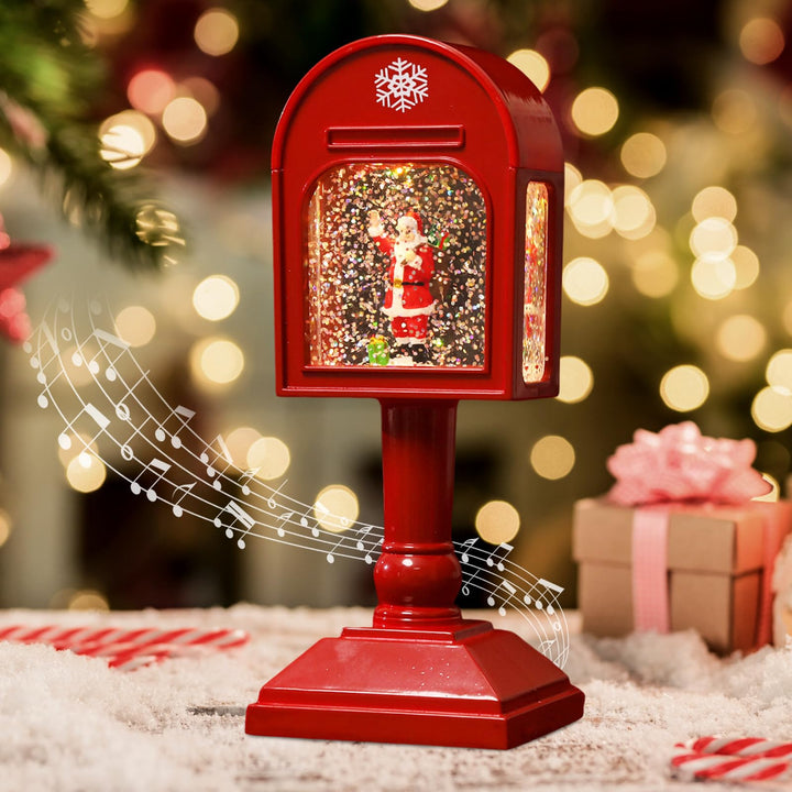Weihnachtsdeko Laterne, Weihnachts Schneekugel Laterne mit Musik, Weihnachtslaterne, LED Weihnachts
