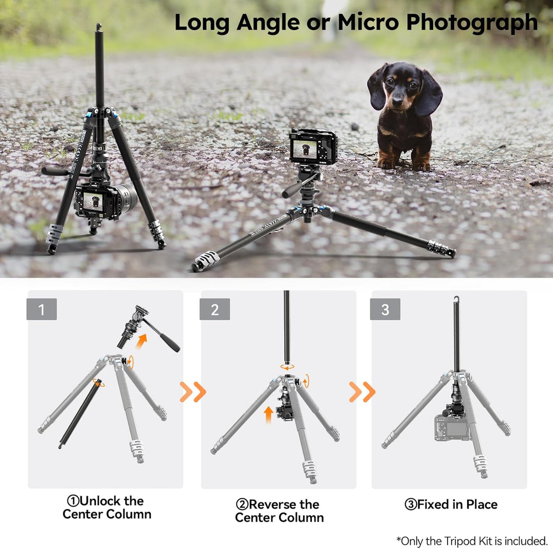 SIRUI L-224FL+KV-5 Carbon Fiber Reise-Stativ Set mit Fluidkopf | Leichtes Profi-Stativ 1.43kg, 152cm