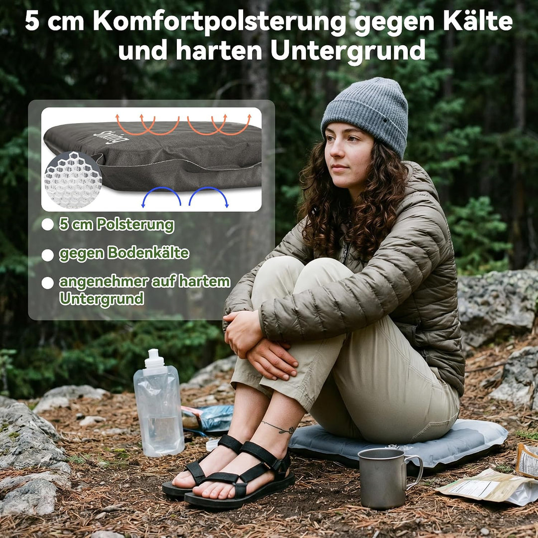 Sitzkissen Outdoor faltbar für Stadion, Camping &amp; Wandertouren | Selbstaufblasend, 5 cm dick, 200 g