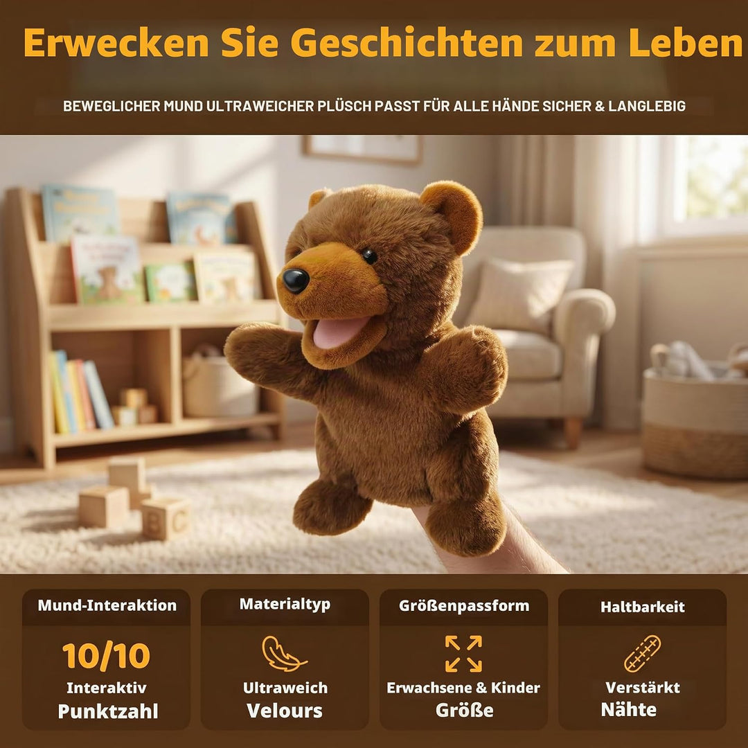 2026 Tierhandpuppen für Kinder,Kleinkind enthält Wolf,Tiger,Löwe,AFFE und bewegliche offene Münder,p