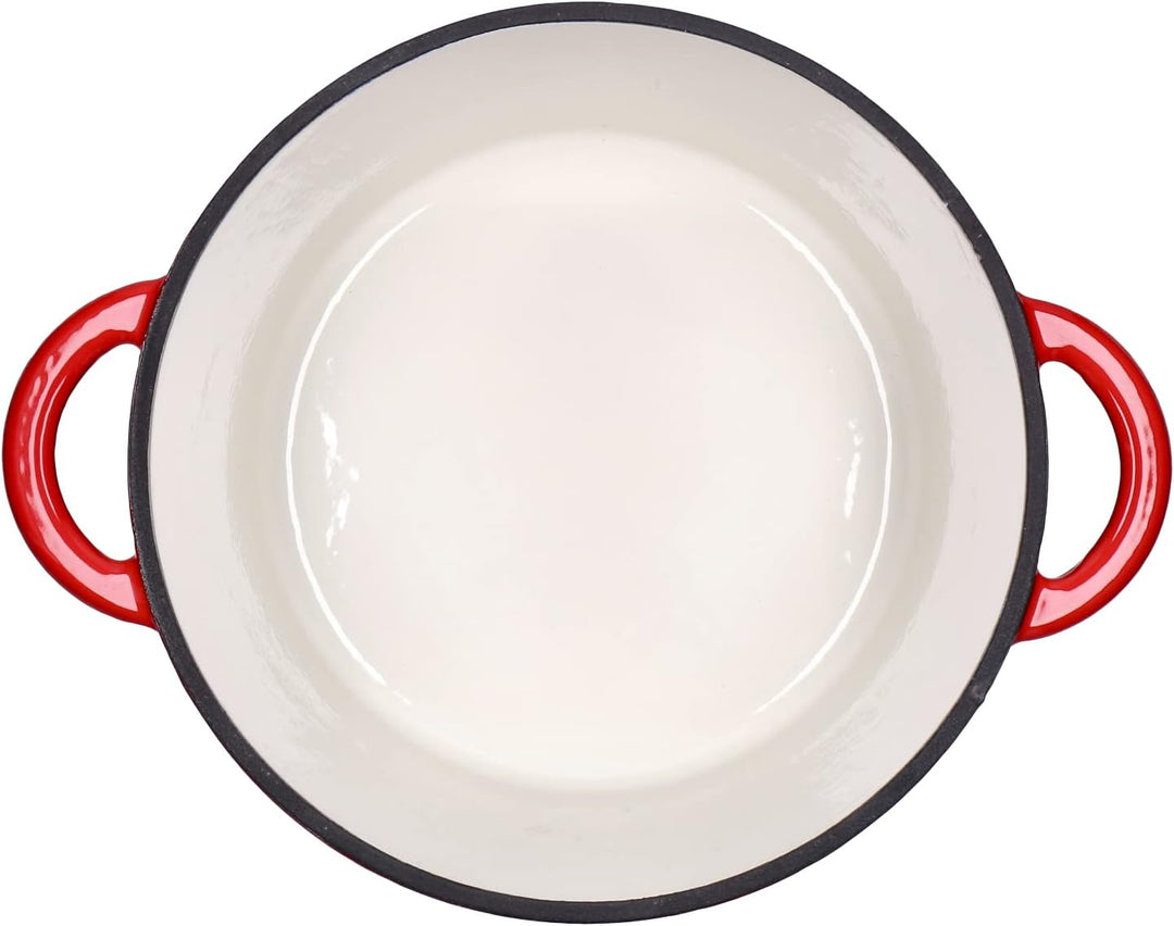 Kochtopf, Kasserole Fleischtopf aus emailliertem Gusseisen mit Deckel 6L, Ø28cm Edelstahl-Knauf, für