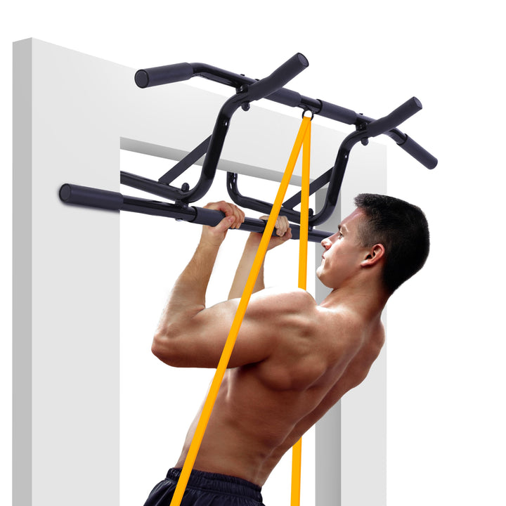 Klimmzugstange für Türrahmen, Ohne Bohren, 4 Griffmölichkeiten, Pull-up Bar für Türen von 60-90 cm m