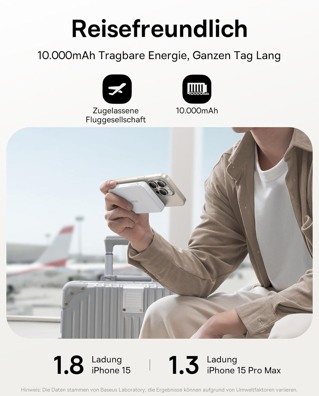 Baseus Qi2 Magsafe Powerbank 10000mAh, Magnetische Power Bank Kabellose, Externe Batterie PD 22.5W S