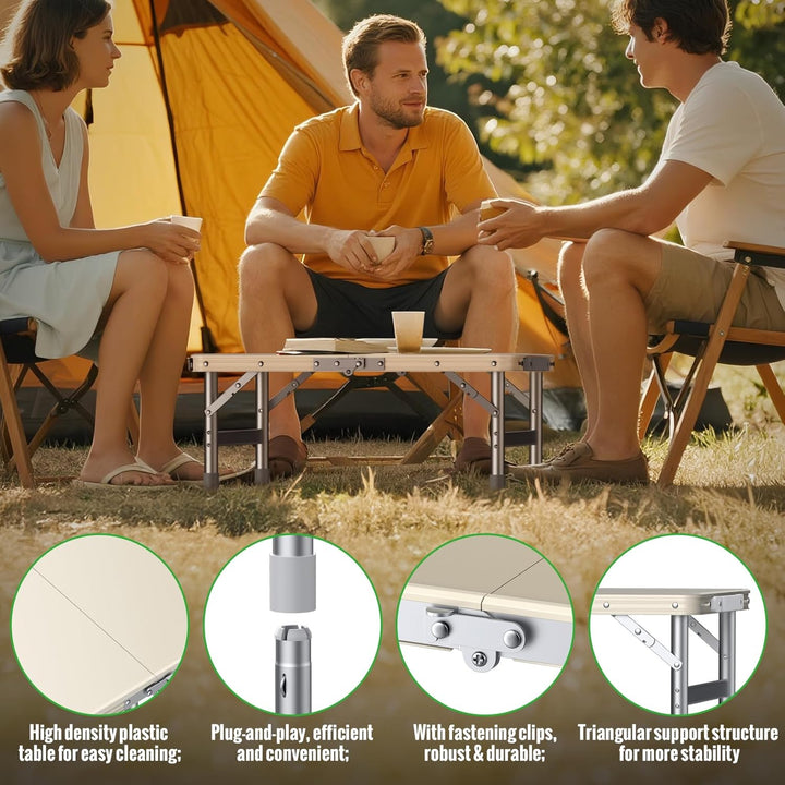GARLLEN Campingtisch klappbar Klapptisch, 58x40cm & 3 Höhenverstellbar(26/48/70cm) ABS Wasserdichter