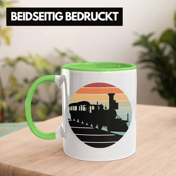 Trendation - Lustige Eisenbahn Tasse für Eisenbahner Geschenk Vintage Grafik (Grün), Grün