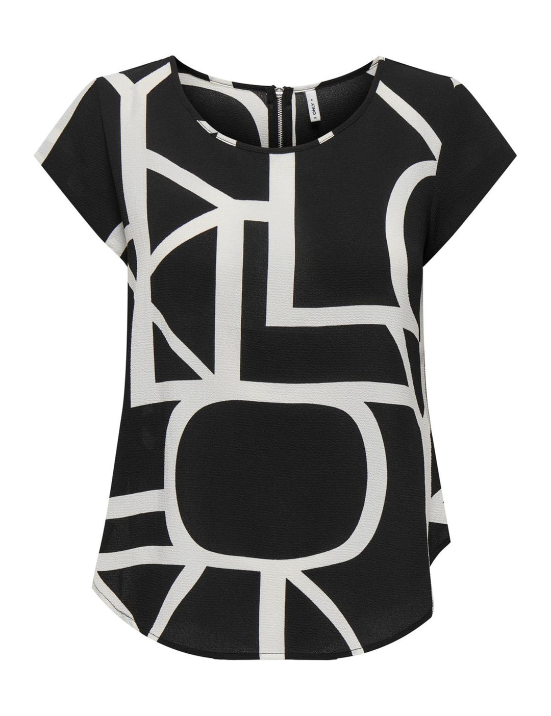 ONLY Vic Short Sleeve Top 34 Black/Aop:maritime Great Logo, 34 Black/Aop:maritime Great Logo