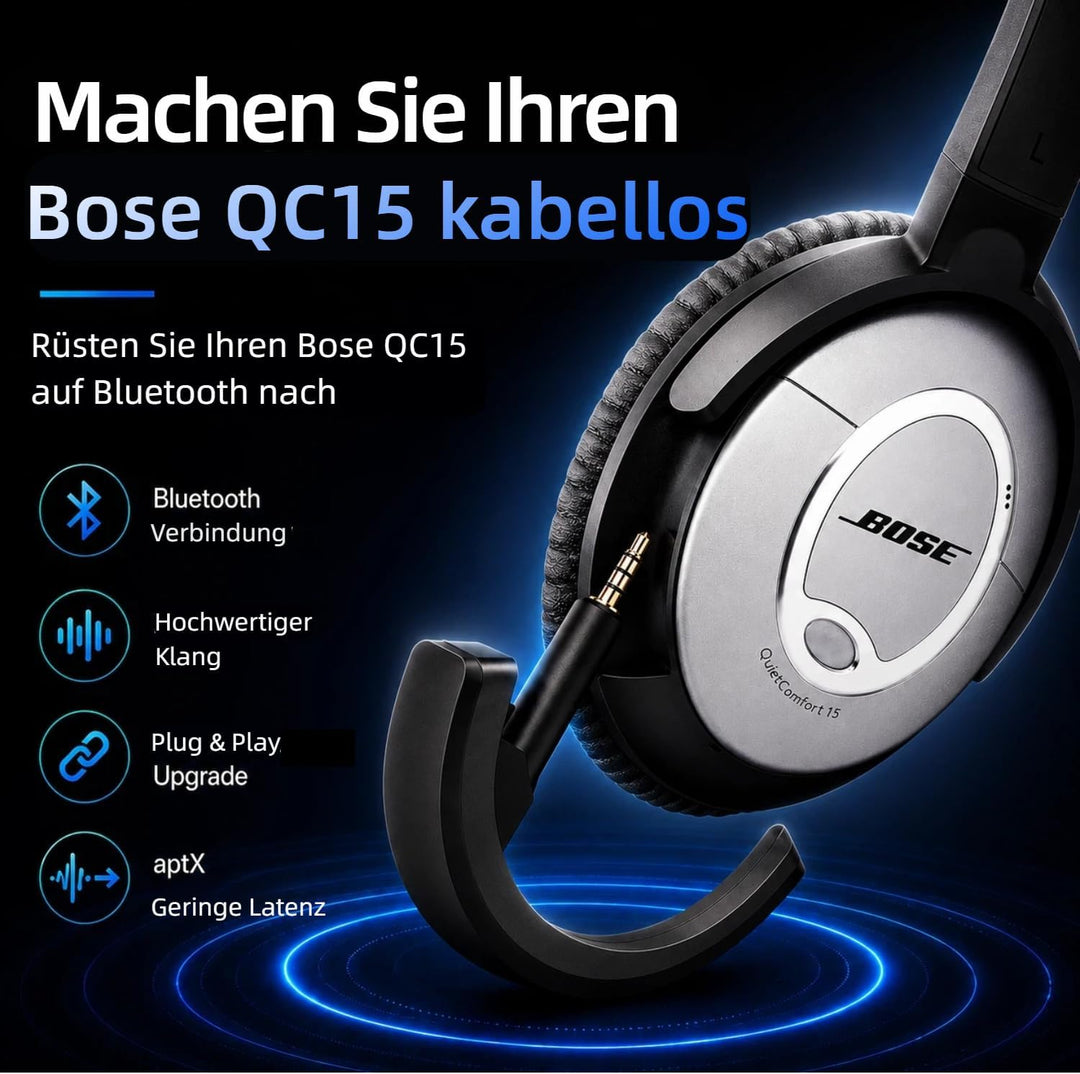 YOCOWOCO Drahtloser Bluetooth 5.0 Adapter für Bose QuietComfort QC15 und QC2 Kopfhörer, aptX/MIC/Lau