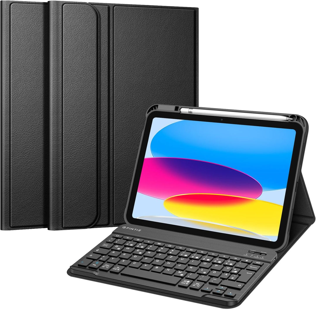 Fintie Tastatur Hülle für iPad 10. Generation 2022 (10.9 Zoll), Schutzhülle mit TPU Rückschale, Penc