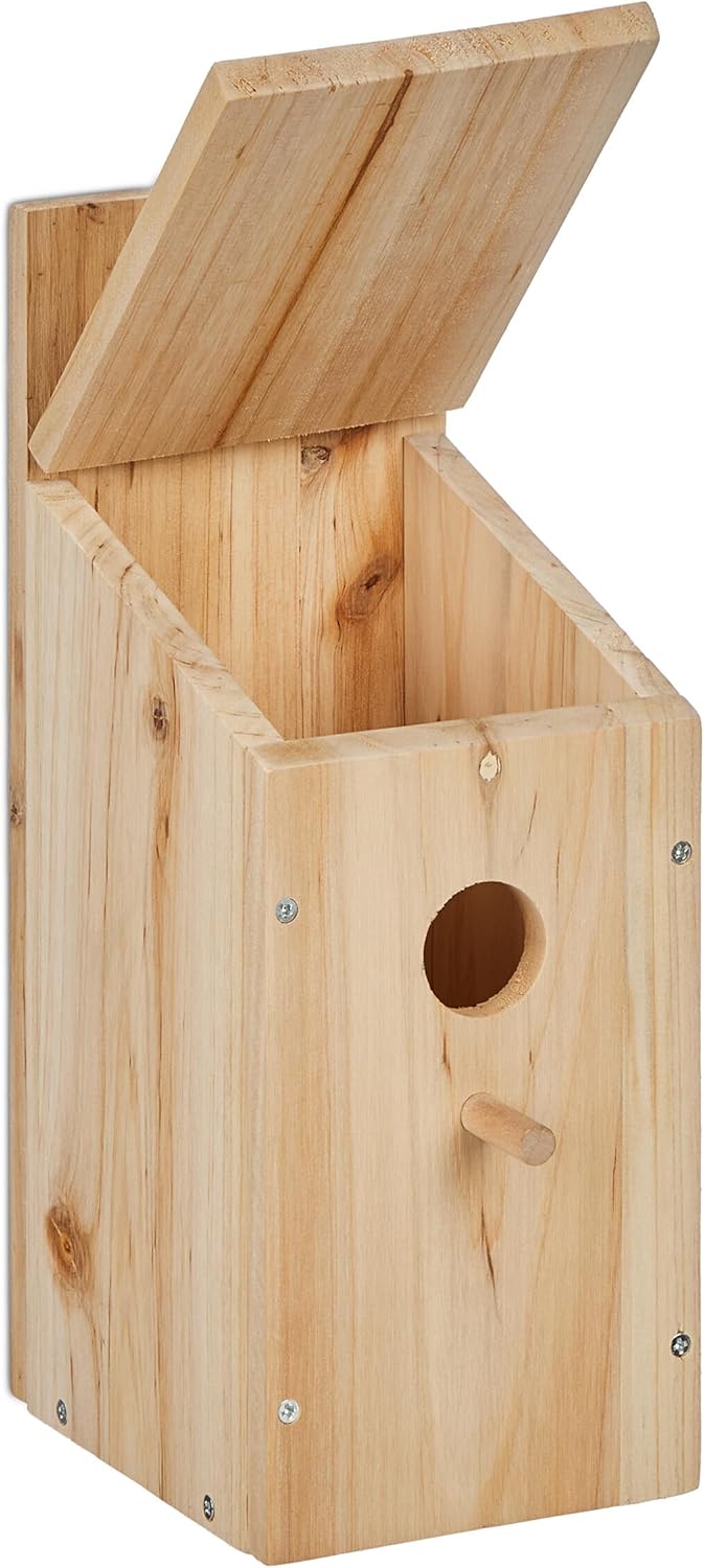 Relaxdays Nistkasten Bausatz Vögel, 2er Set, 32 mm Einflugloch, HBT 29,5x11,5x17 cm, Vogelhaus selbe