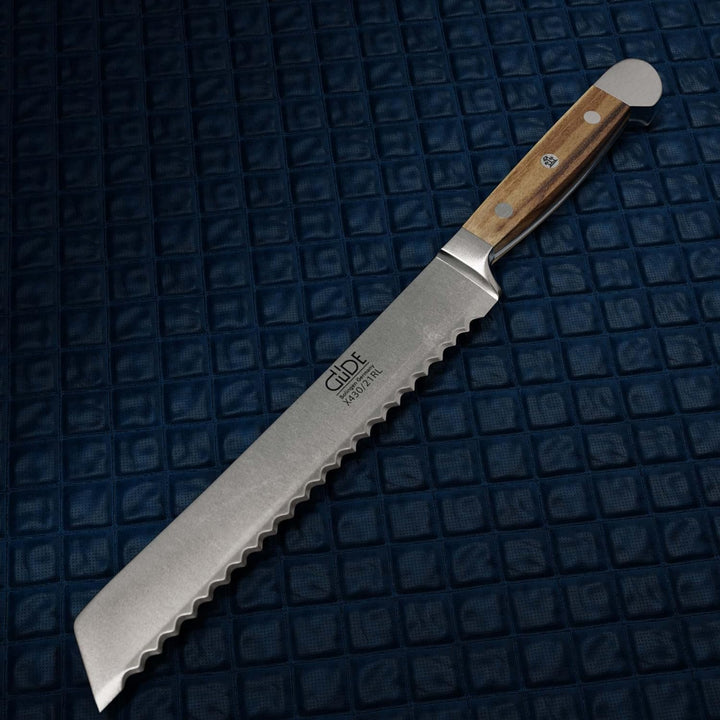 GÜDE Solingen - Brotmesser Links und Rechtshänder geschmiedet, 21 cm, Olivenholz, ALPHA OLIVE, Doppe