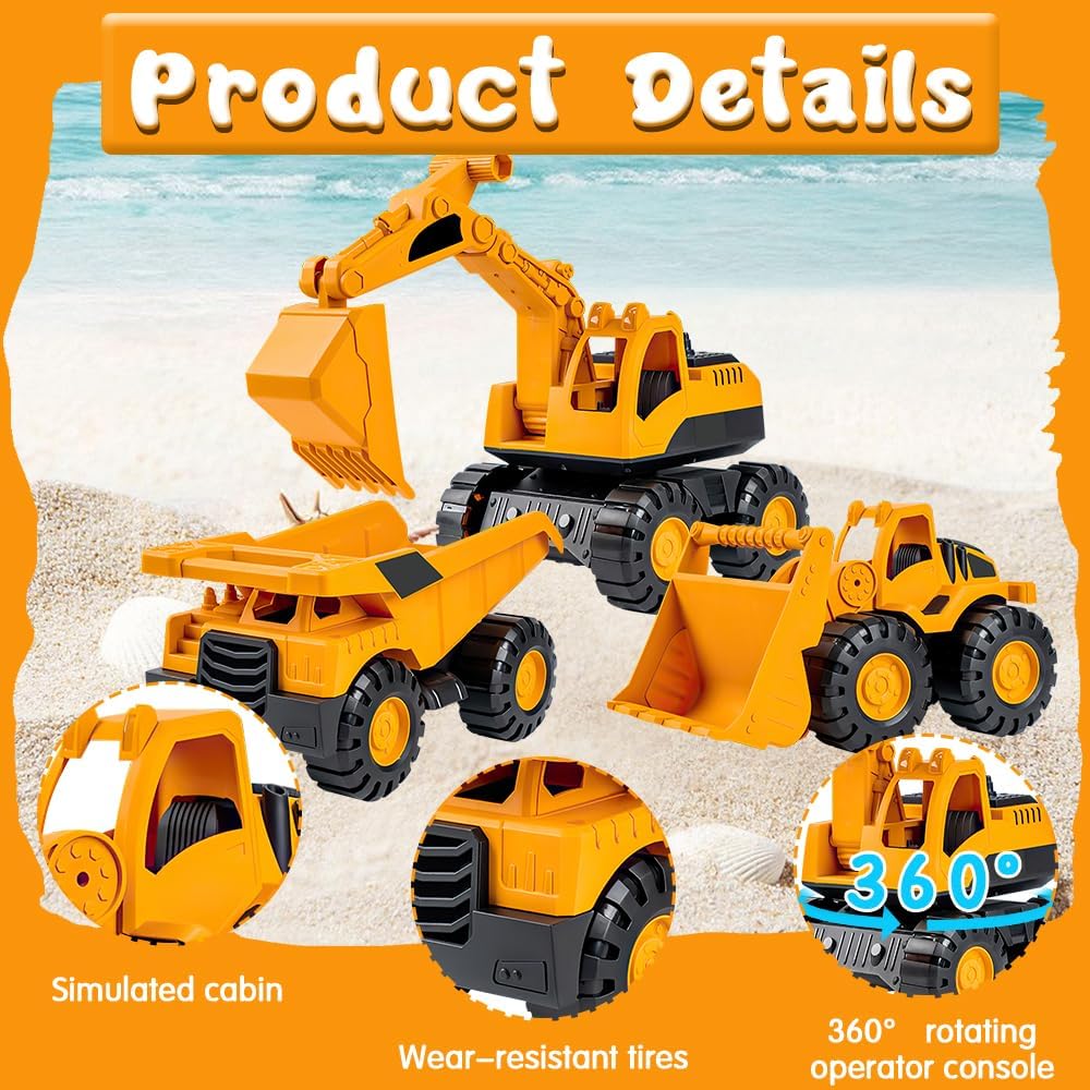 Lotvic Bagger Spielzeug, 3 Pcs Sandspielzeug Bagger Sandkasten, Sandkasten Spielzeug, Mini Traktor B