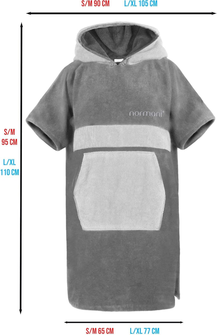 normani Baumwoll Surfer Poncho - Strandponcho - Handtuch-Poncho - Unisex Strand Umziehhilfe - geschl
