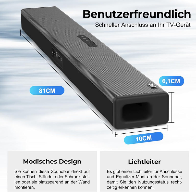 OXS S3 Soundbar für Fernseher, Heimkino-Audio mit Bluetooth 5.0, dynamischer Bass, 3D-Surround-Sound