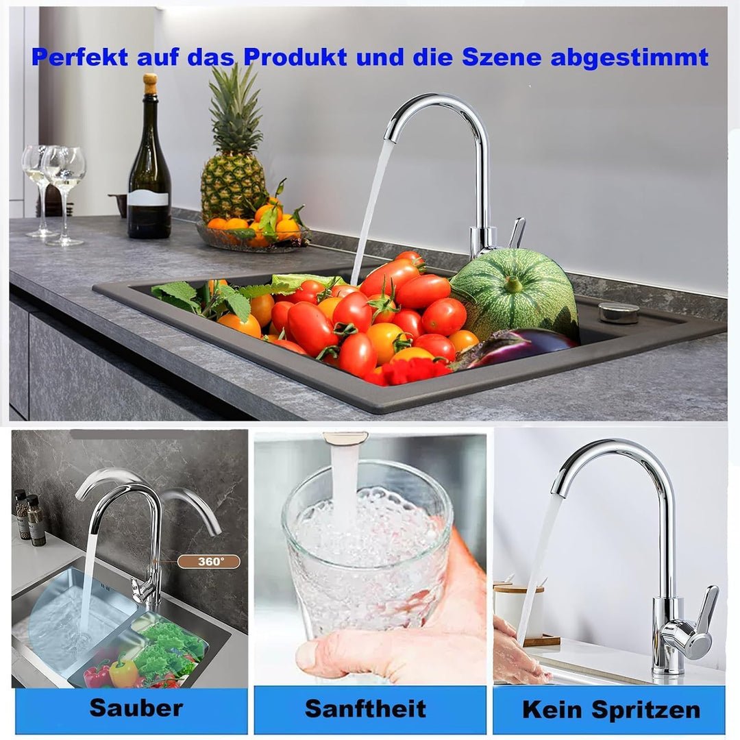 360° schwenkbarer Kalt- und Warmwasserhahn aus rostfreiem Stahl, Mischbatterie für die Küchenspüle,