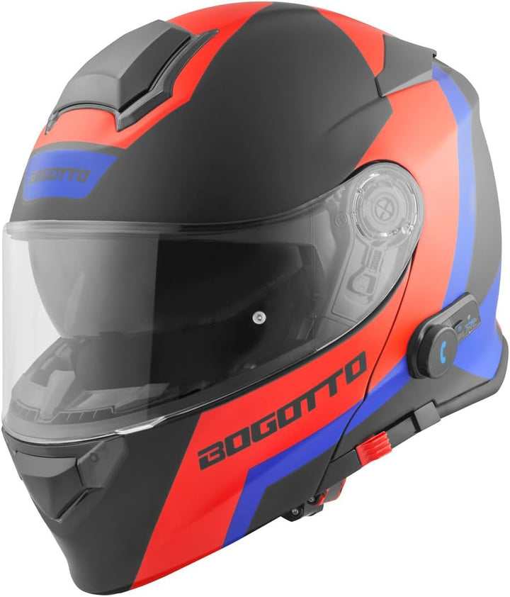 Bogotto V271 BT Zabu Bluetooth Klapphelm S Schwarz/Rot/Blau, S Schwarz/Rot/Blau