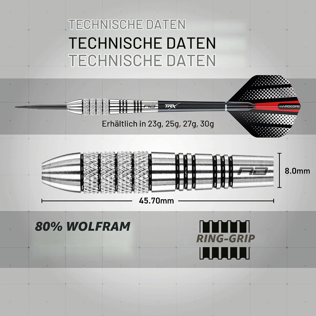 RED DRAGON Sidewinders 25g, 27g or 30g Flightmaster Tungsten Darts Set mit Flights und Schäfte 27.0