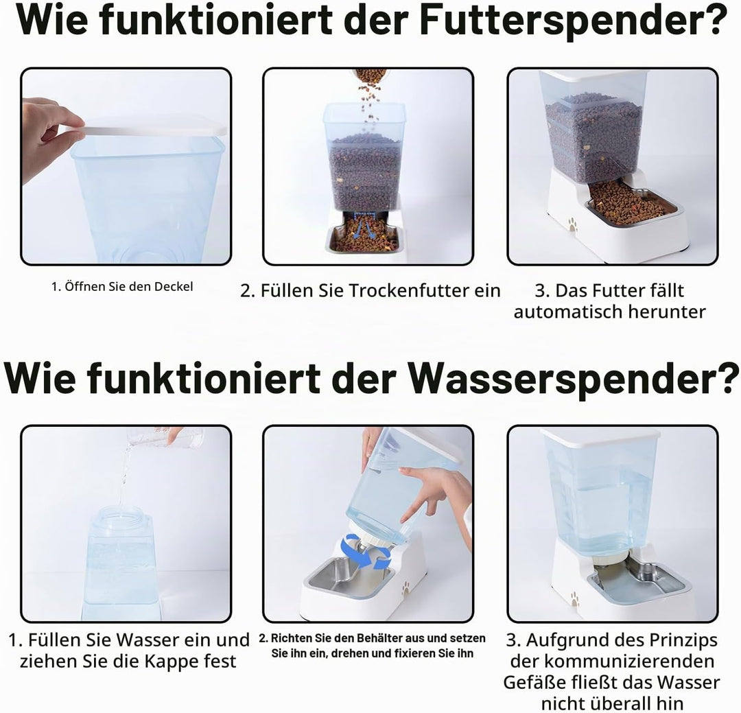 5L Automatischer Hundefutterspender und Hundewasserspender Katzenfutterspender und Katzenwasserspend