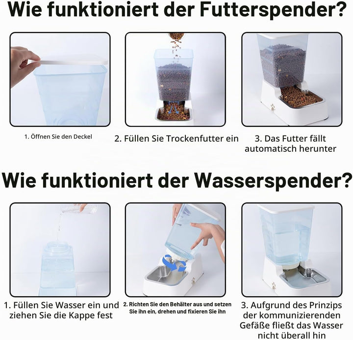 5L Automatischer Hundefutterspender und Hundewasserspender Katzenfutterspender und Katzenwasserspend