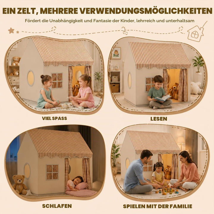 Kinderzelt, Spielhaus Kinder Indoor, Weicher und Bequemer Stoff, Kinder Bettzelt, Kinderspielzelt, P