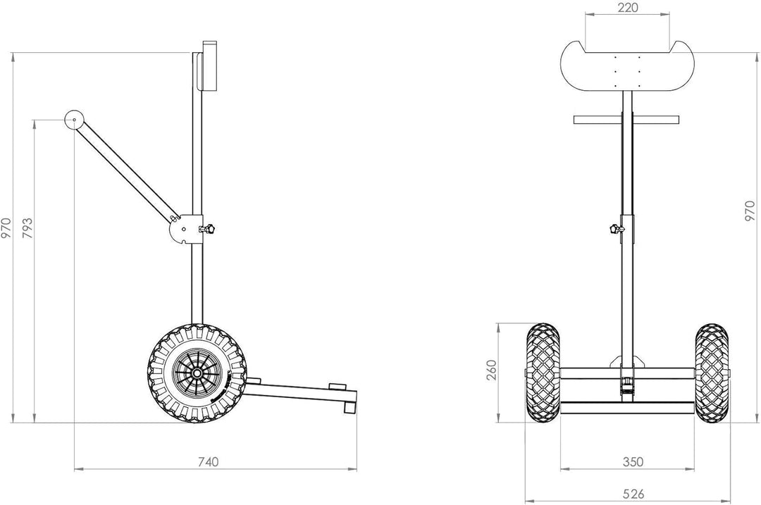 Aussenborder Transportwagen Ständer Rollwagen Tragbar Faltbar Edelstahl 75kg - Heavy Duty