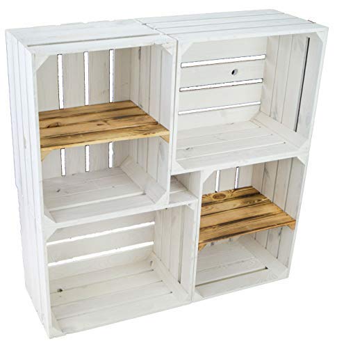 4er Set Massive Obstkiste Apfelkiste Weinkiste aus dem Alten Land +++ 50 x 40 x 30 cm (NEU Weiss 2 x
