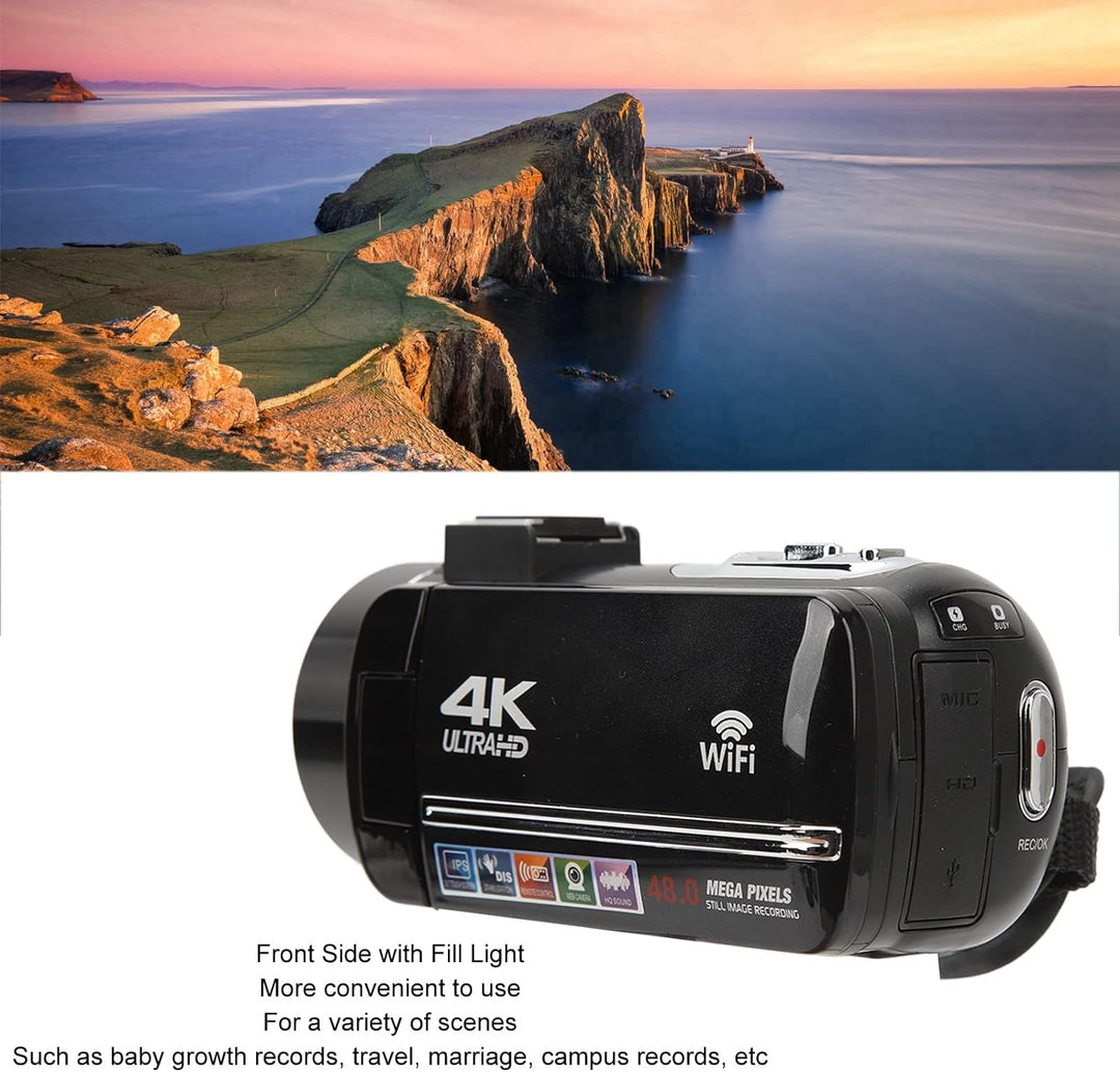 Videokamera-Camcorder, HD 4K-Digitalkamera-Recorder, 48 MP, 18-facher Digitalzoom, 3,0-Zoll-Touchscr