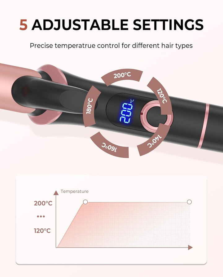 UKLISS Mini Lockenstab für Kurze Haare, 25mm Reise Lockenstab Kleine Locken, LCD Display 120-200℃, m