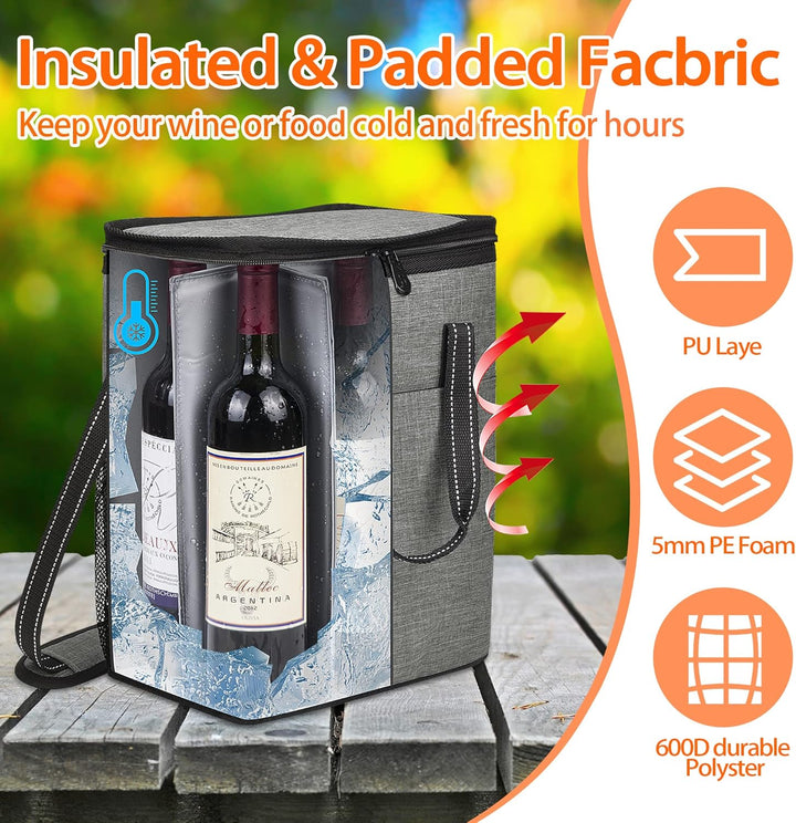 Kato Tirrinia Flaschentasche 6 Flaschen Wein Kühltasche Flasche Kühltaschen, Weintasche Kühltaschen