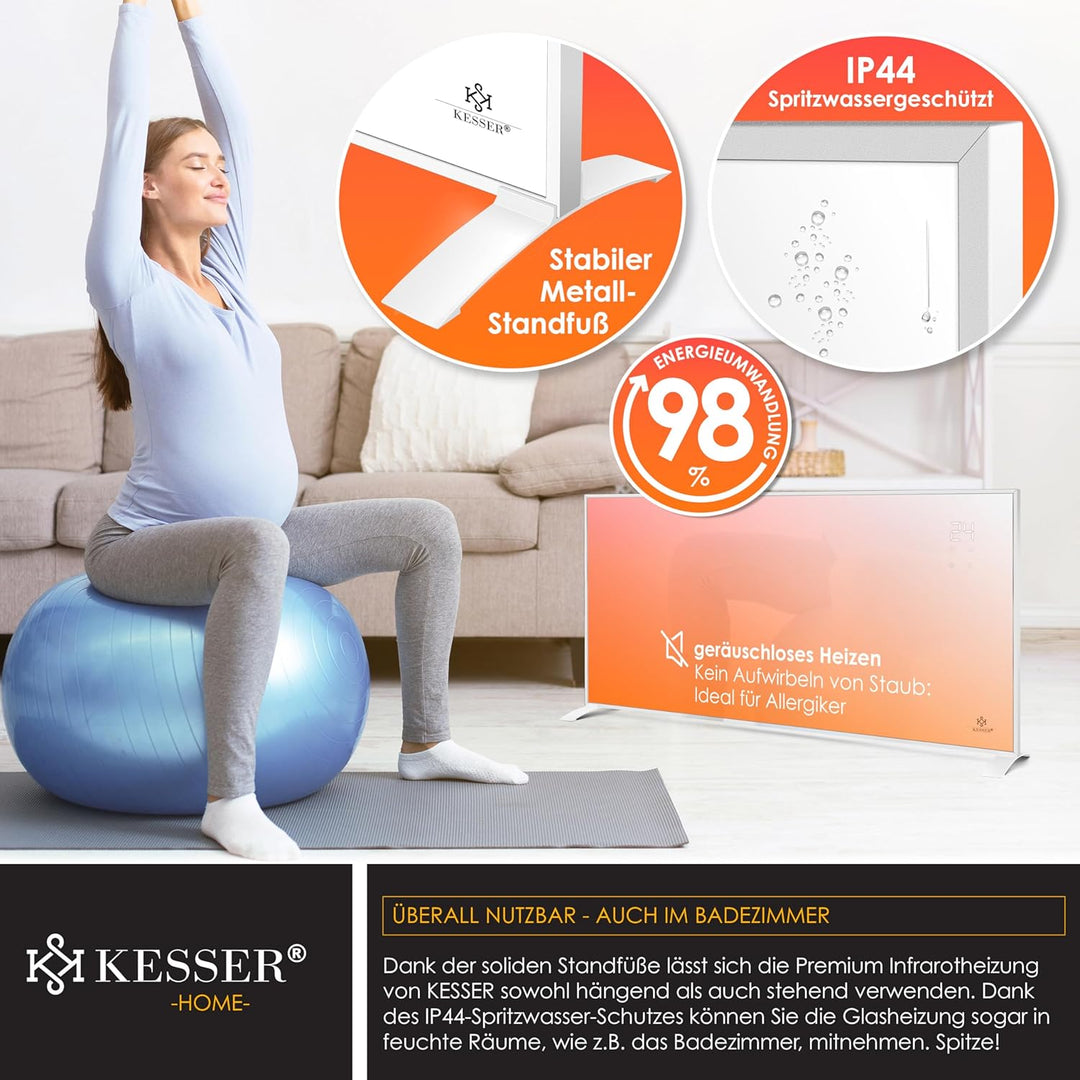 KESSER® Infrarotheizung Energiesparend Infrarot Standgerät & Wandmontage Elektroheizung 700W mit Fer