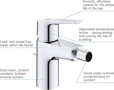 GROHE Start - Einhand-Bidetarmatur (wassersparend, langlebige Oberfläche, Einlochmontage), chrom, 32