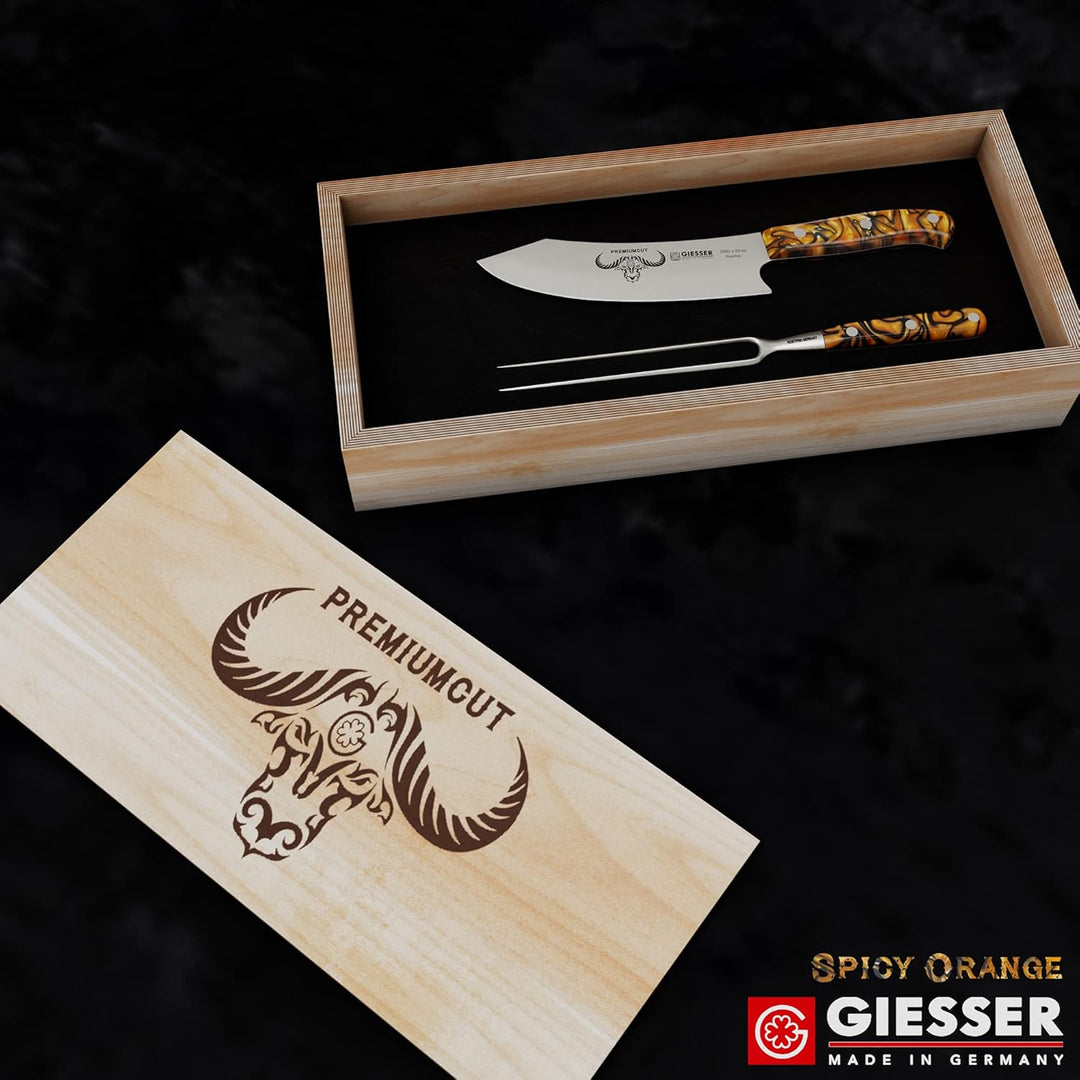GIESSER seit 1776 - Made in Germany - PremiumCut, Spicy Orange, Tranchier Set 2 teilig, Kochmesser 2