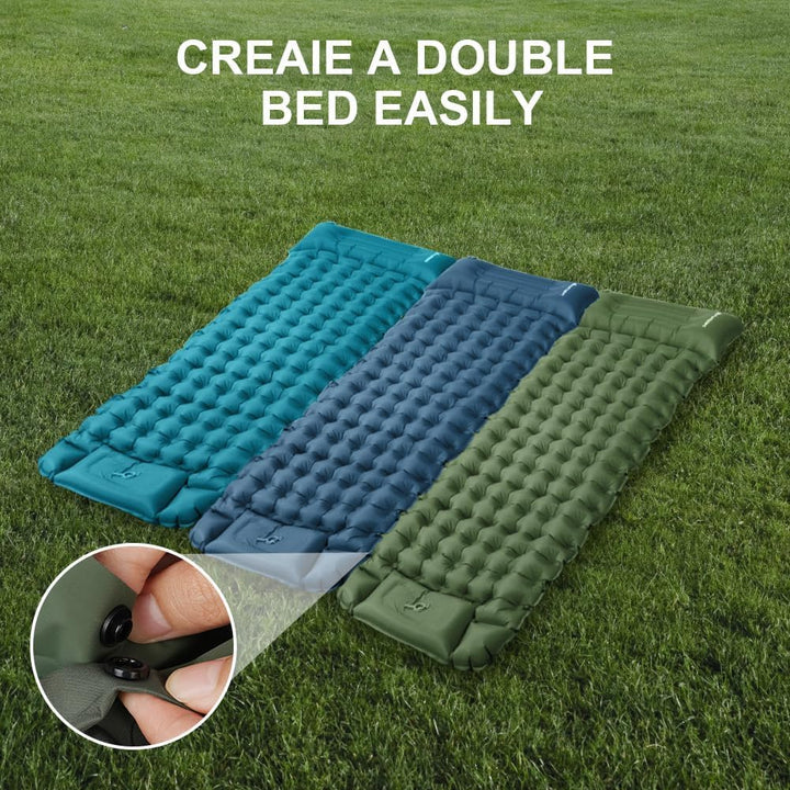 Flintronic Camping Isomatte mit Fusspressepumpe, 10CM Thick Wasserdicht Isomatte mit Kopfkissen, Ult