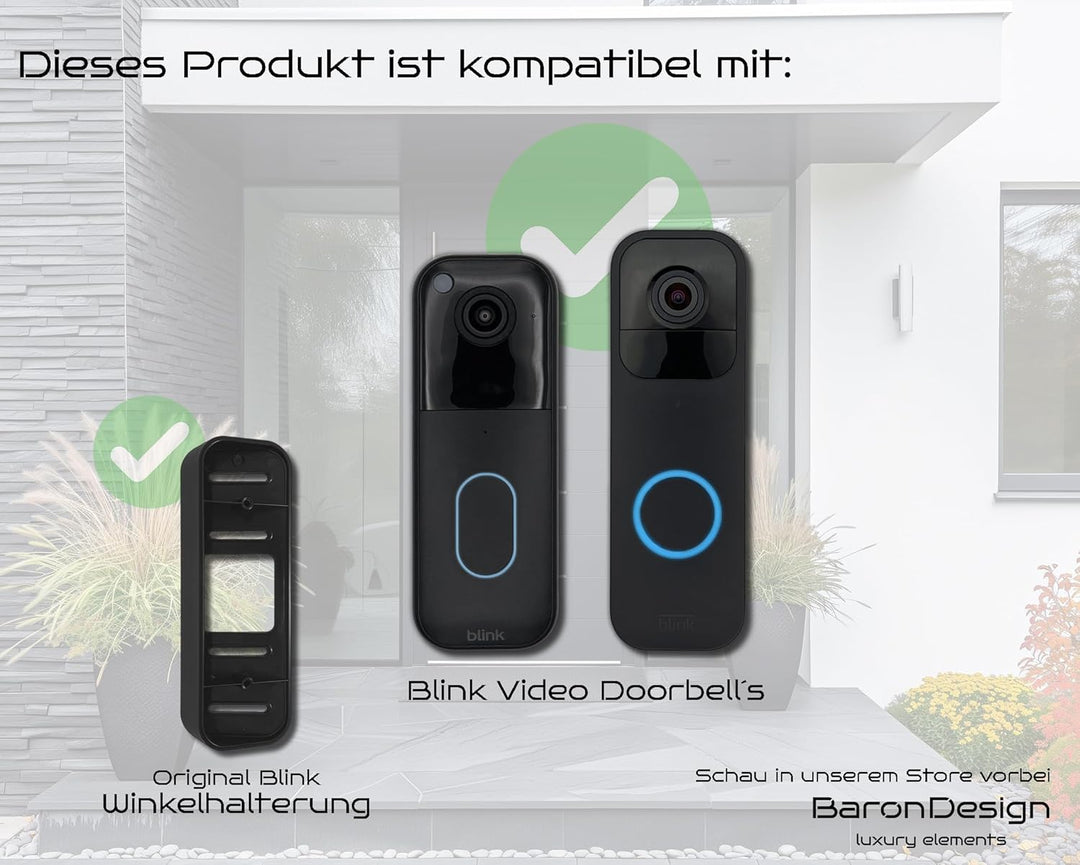 Baron Design | Edelstahl Blende ohne Bohren | Zubehör für Blink Doorbell | Halterung, Schild, Befest
