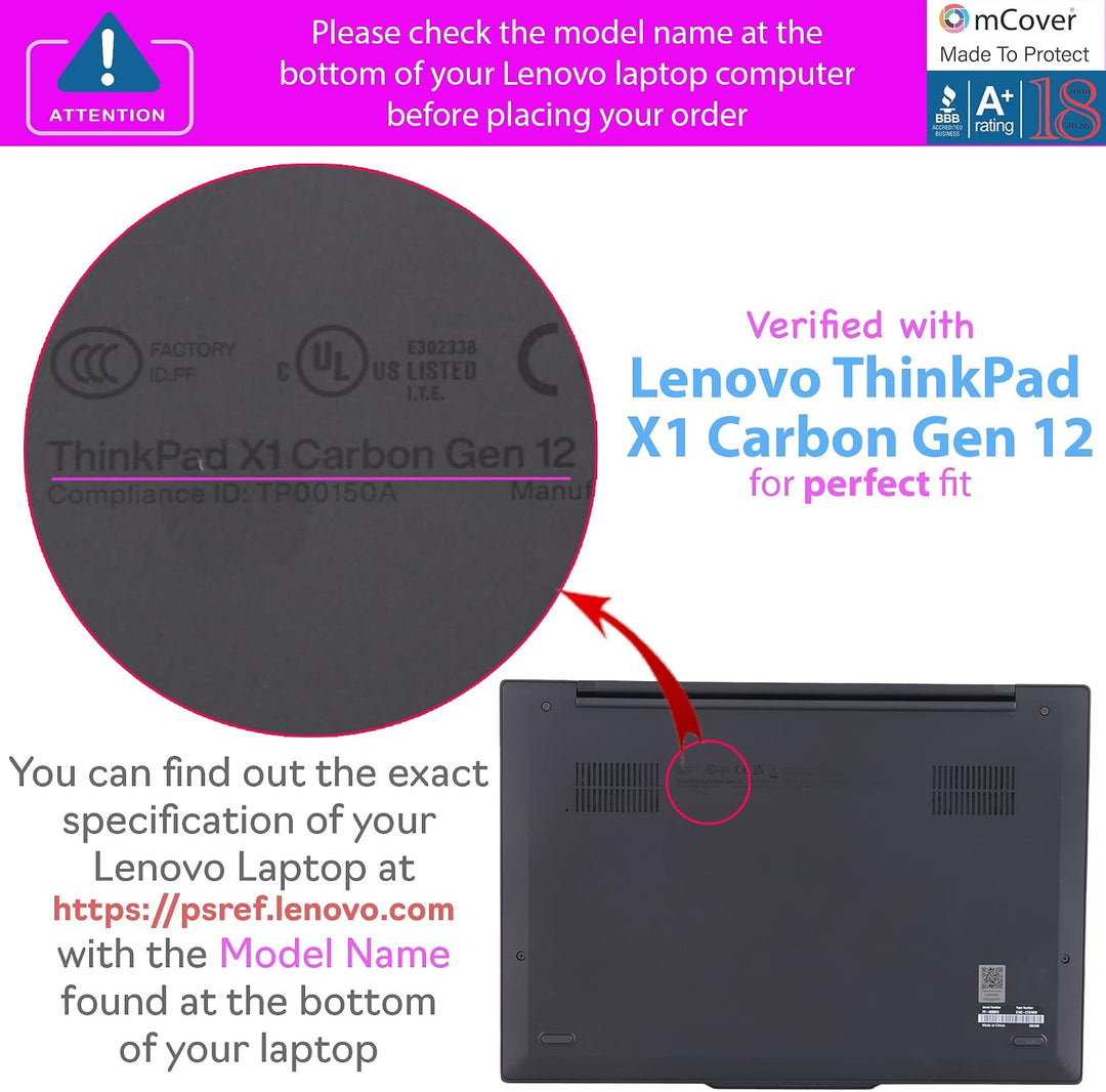 mCover Hartschalen-Schutzhülle, nur kompatibel mit Lenovo ThinkPad X1 Carbon Gen 12 Windows Notebook