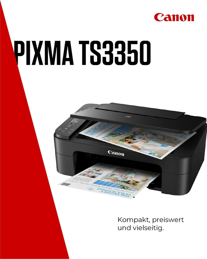 Canon PIXMA TS3350 Drucker Farbtintenstrahl Multifunktionsgerät DIN A4 (Scanner, Kopierer, 4.800 x 1