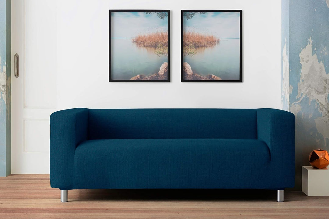 Sofabezug Modell Klippan Hohe Armlehnen Sofa Stretch Soft New York - Farbe 04 Blau, Farbe 04 Blau