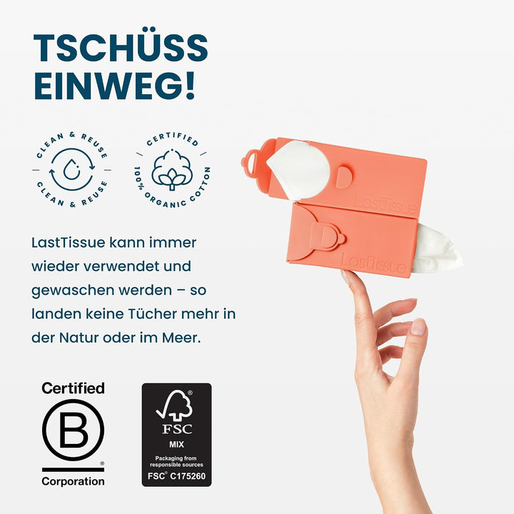LastTissue® Taschentücher Box - Umweltfreundlich Wiederverwendbare Bio Taschentücher aus Baumwolle (