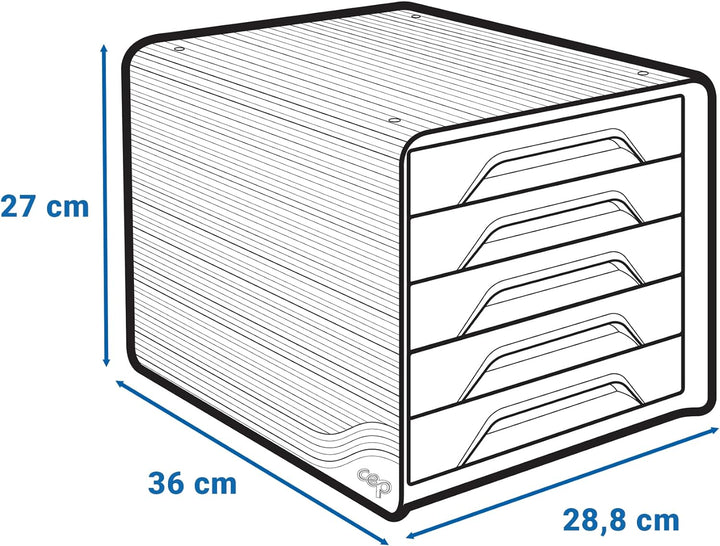 Cep Schubladenbox mit 5 flachen Schubladen Smoove 7-111 Dunkelgrau/Hellgrau Dunkelgrau / Hellgrau, D