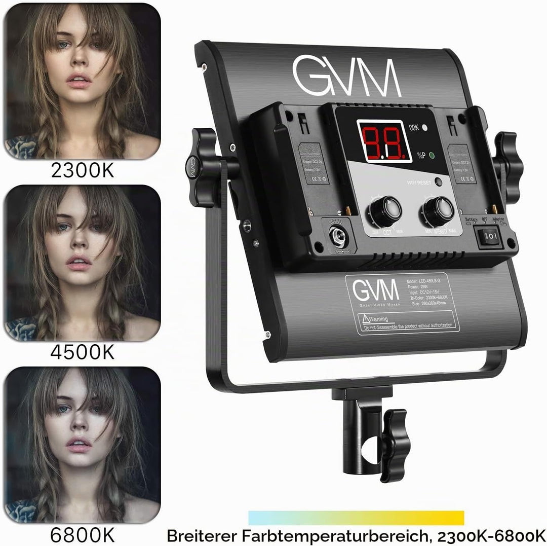 GVM LED Videoleuchte mit Stativ, APP Control 480 LED Fotobeleuchtung für YouTube Studio Videolicht S