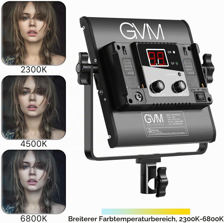 GVM LED Videoleuchte mit Stativ, APP Control 480 LED Fotobeleuchtung für YouTube Studio Videolicht S