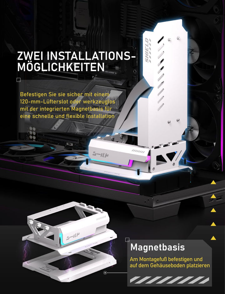 EZDIY-FAB Shield ARGB Aufrechte GPU-Halterung mit PCIe 5.0 Riser–Vertikalhalterung für RTX 50 Serie,