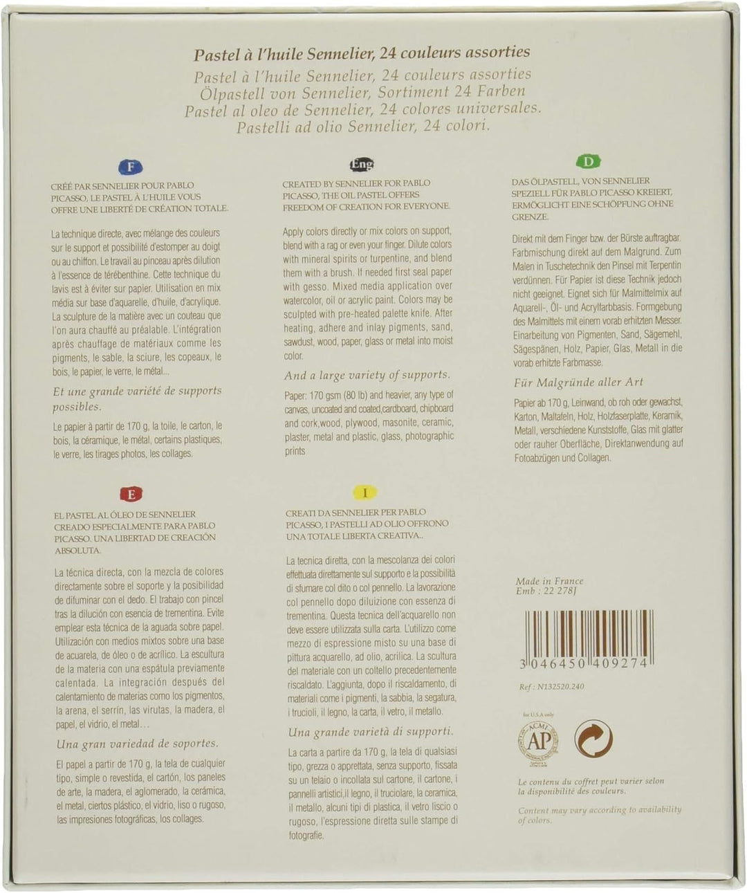 SENNELIER Ölpastell-Set, 24 Stück, mehrfarbig 24 stück (1er Pack) Mehrfarbig, 24 stück (1er Pack) Me