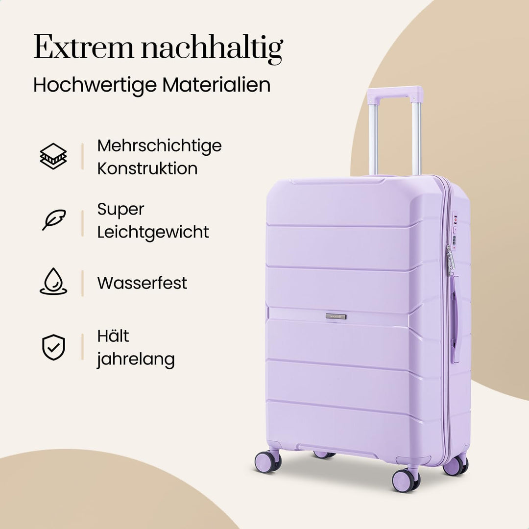 Urban Adventurer Koffer gross 110L – Violett – Hartschalenkoffer XXL mit Zahlenschloss &amp; 4 Rollen Vi