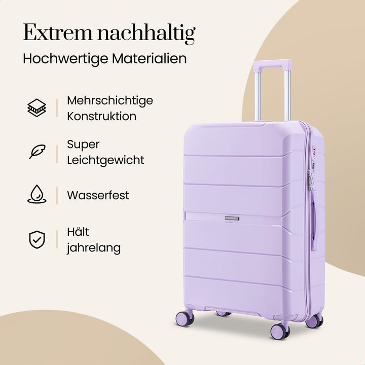 Urban Adventurer Koffer gross 110L – Violett – Hartschalenkoffer XXL mit Zahlenschloss &amp; 4 Rollen Vi
