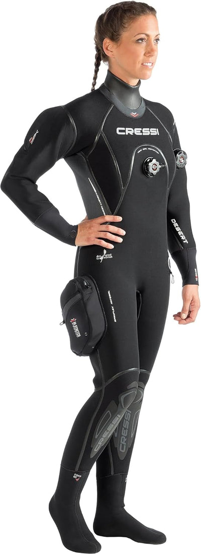 Cressi Desert Lady Dry Suit 4mm HD - Women's Diving Dry Suit, Black XL/5, XL/5