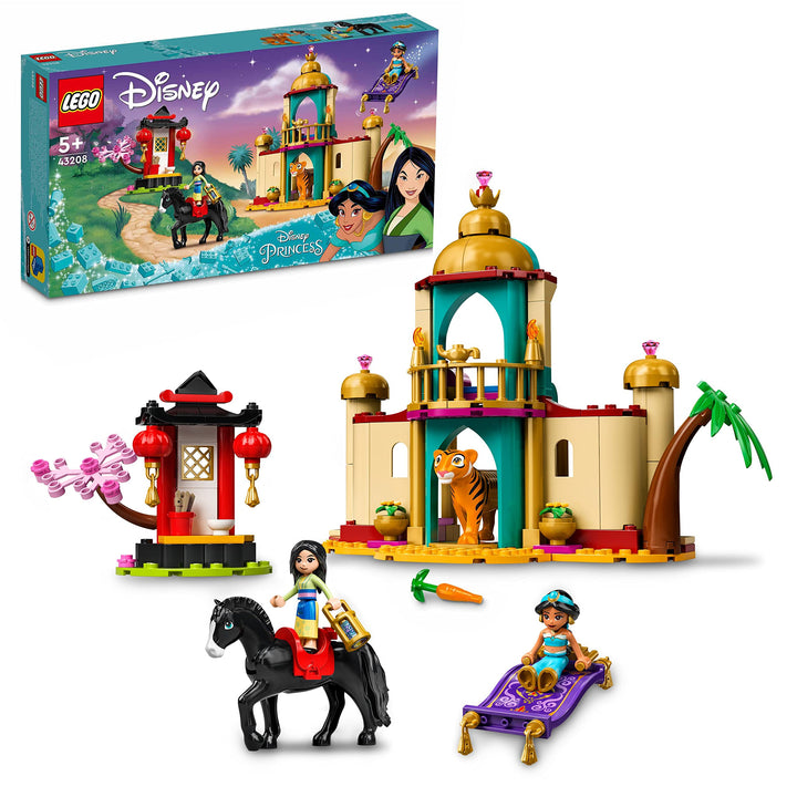 LEGO 43208 Disney Jasmins und Mulans Abenteuer, Prinzessinnen-Spielzeug zum Bauen mit Mini-Puppen, P